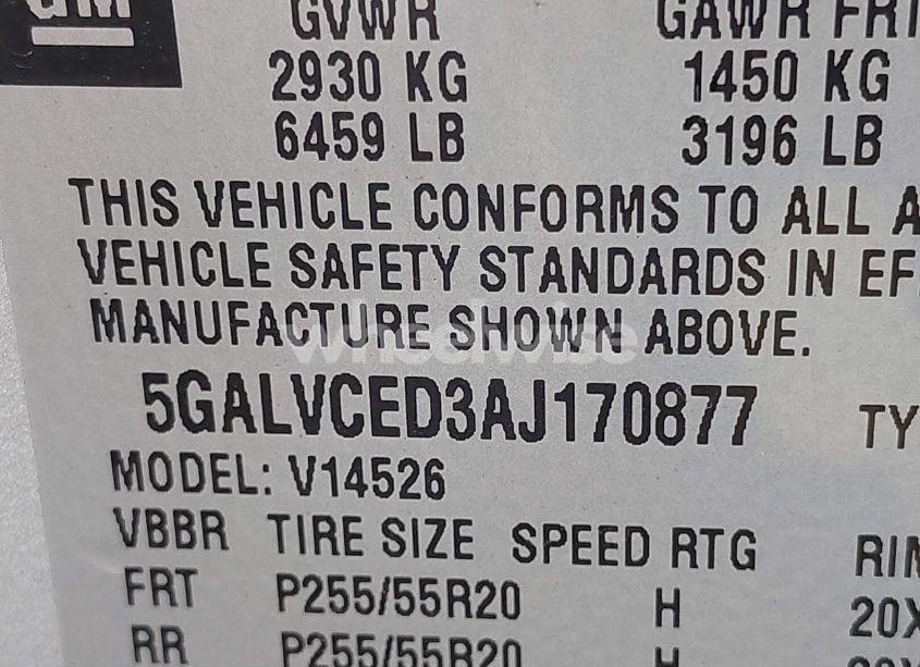 Photo 9 of 2010 Buick Enclave 2XL (VIN 5GALVCED3AJ170877)