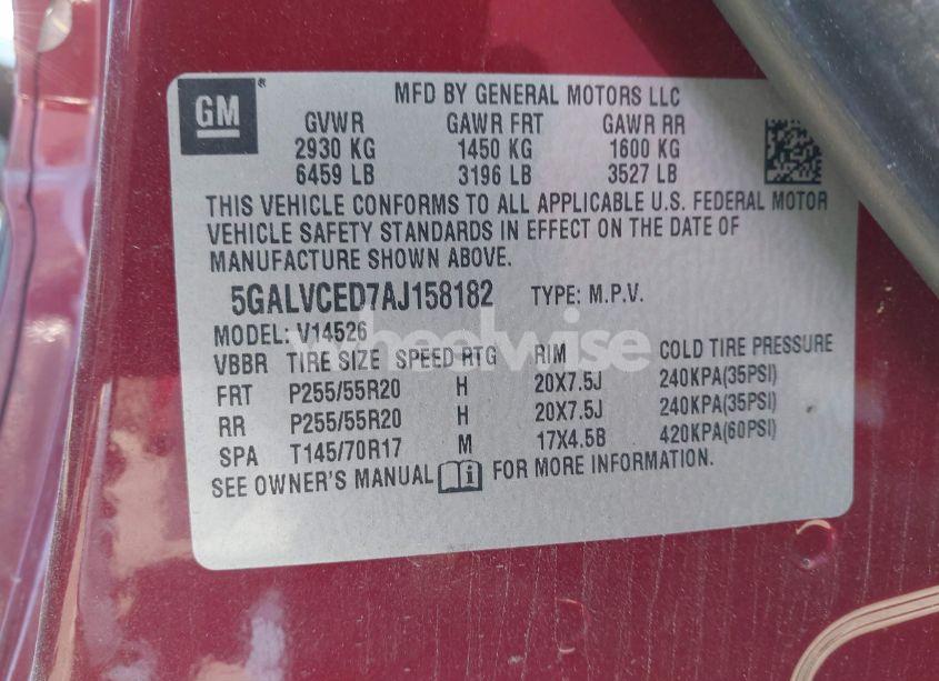 Photo 9 of 2010 Buick Enclave 2XL (VIN 5GALVCED7AJ158182)