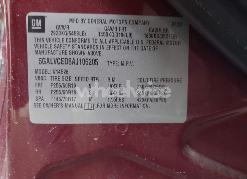 Photo 9 of 2010 Buick Enclave 2XL (VIN 5GALVCED8AJ106205)