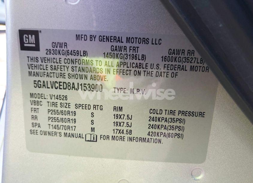 Photo 9 of 2010 Buick Enclave 2XL (VIN 5GALVCED8AJ153900)