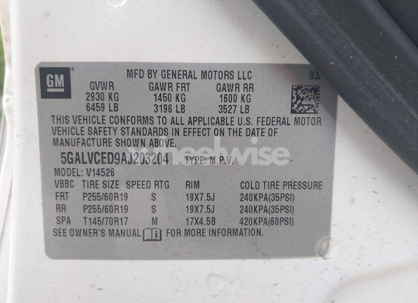 Photo 9 of 2010 Buick Enclave 2XL (VIN 5GALVCED9AJ203204)