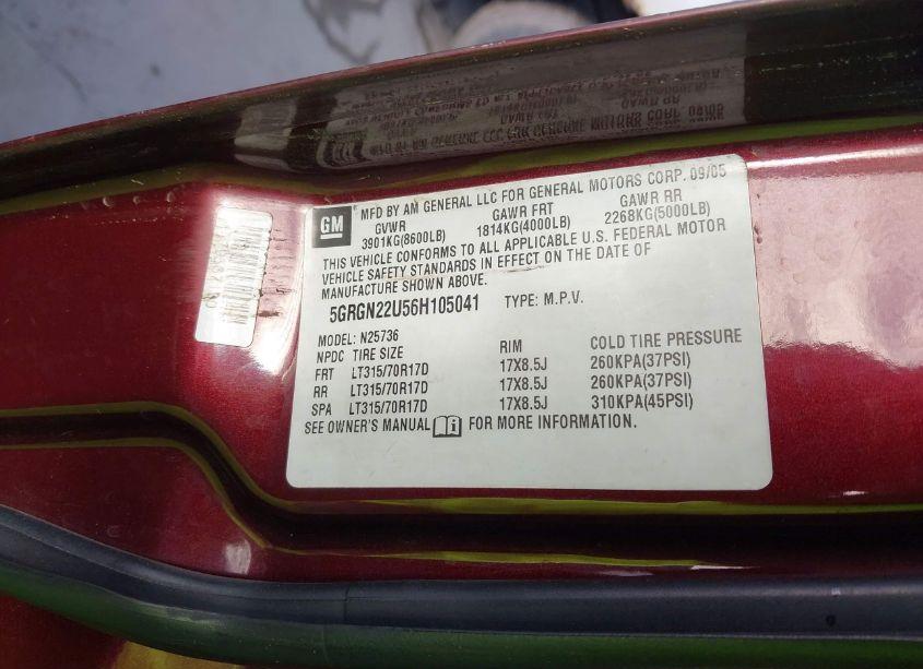 Photo 9 of 2006 Hummer H2 SUT (VIN 5GRGN22U56H105041)
