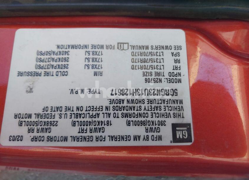 Photo 9 of 2003 Hummer H2 (VIN 5GRGN23U13H128617)