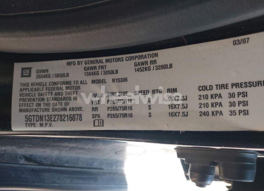 Photo 9 of 2007 Hummer H3 SUV (VIN 5GTDN13E278216078)