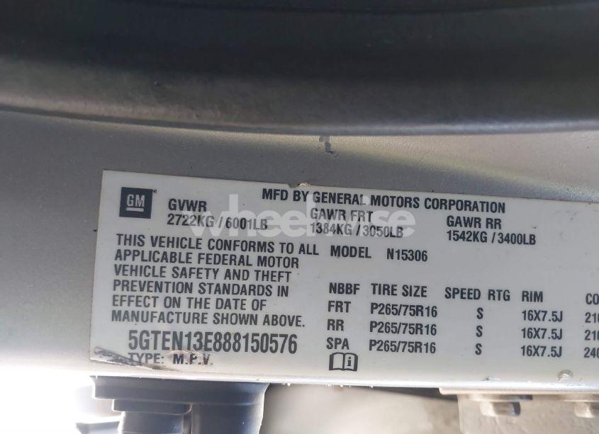 Photo 9 of 2008 Hummer H3 SUV (VIN 5GTEN13E888150576)