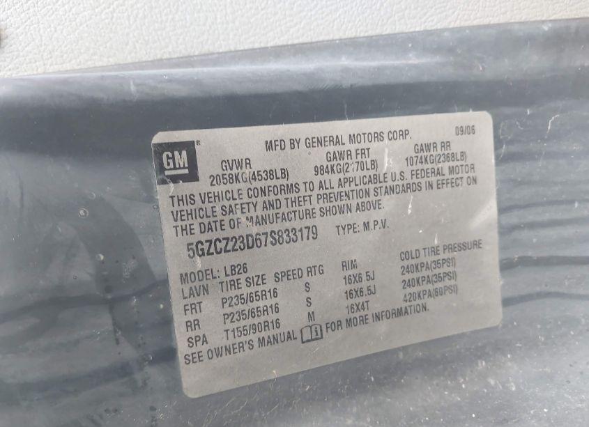 Photo 9 of 2007 Saturn Vue 4 CYL (VIN 5GZCZ23D67S833179)