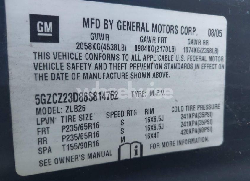 Photo 9 of 2006 Saturn Vue 4 CYL (VIN 5GZCZ23D86S814762)