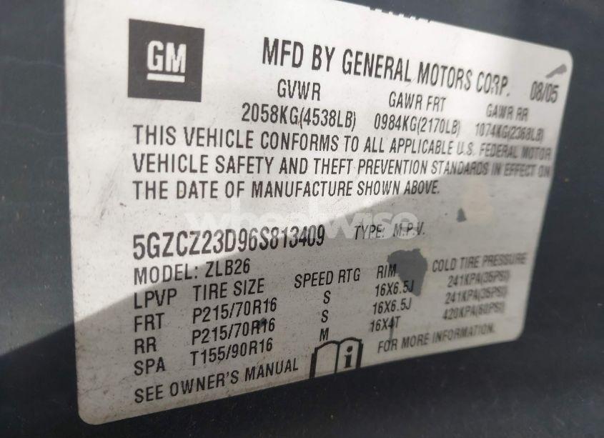 Photo 9 of 2006 Saturn Vue 4 CYL (VIN 5GZCZ23D96S813409)