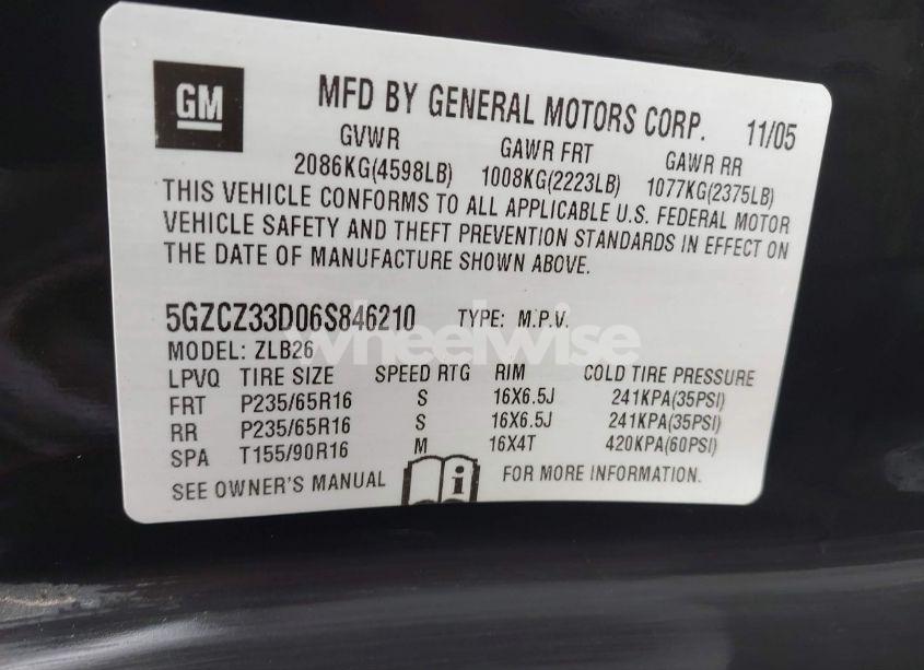 Photo 9 of 2006 Saturn Vue 4 CYL (VIN 5GZCZ33D06S846210)