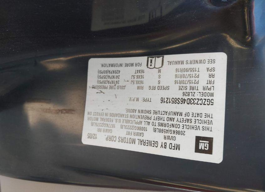 Photo 9 of 2006 Saturn Vue 4 CYL (VIN 5GZCZ33D46S851216)