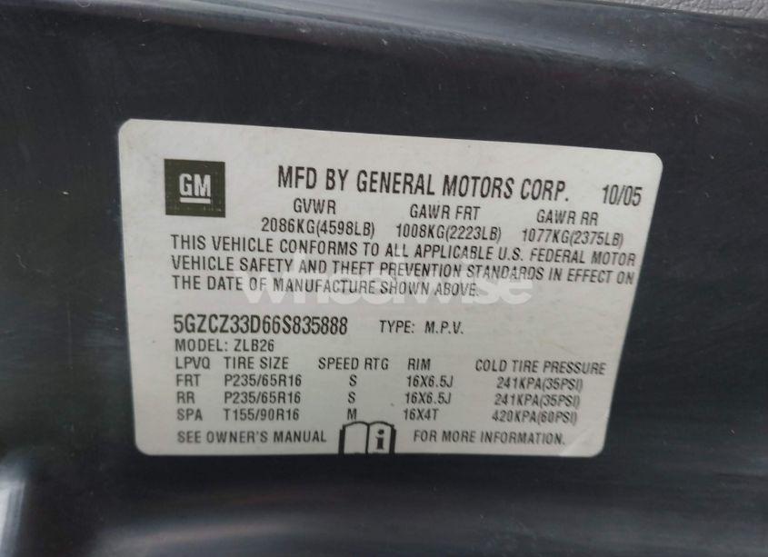 Photo 9 of 2006 Saturn Vue 4 CYL (VIN 5GZCZ33D66S835888)