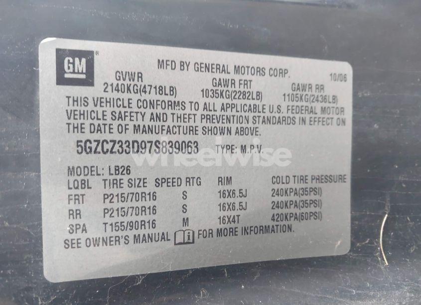 Photo 9 of 2007 Saturn Vue 4 CYL (VIN 5GZCZ33D97S839063)