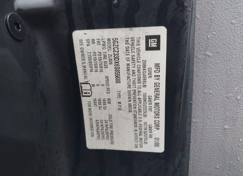 Photo 9 of 2006 Saturn Vue 4 CYL (VIN 5GZCZ33DX6S855688)