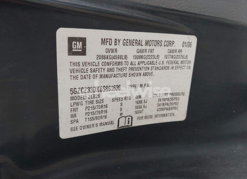 Photo 9 of 2006 Saturn Vue 4 CYL (VIN 5GZCZ33DX6S861636)