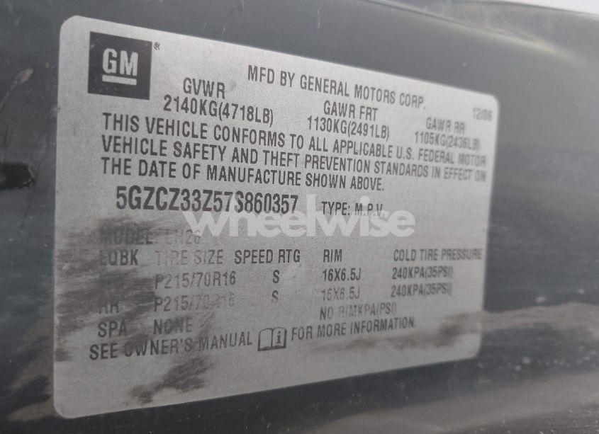 Photo 9 of 2007 Saturn Vue HYBRID (VIN 5GZCZ33Z57S860357)