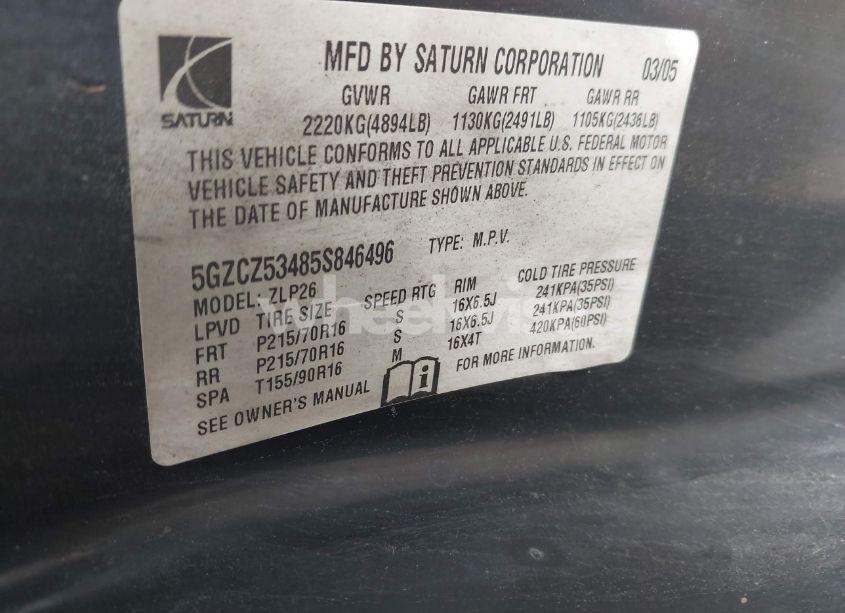 Photo 9 of 2005 Saturn Vue V6 (VIN 5GZCZ53485S846496)