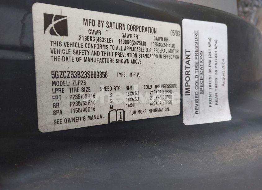 Photo 9 of 2003 Saturn Vue V6 (VIN 5GZCZ53B23S889856)