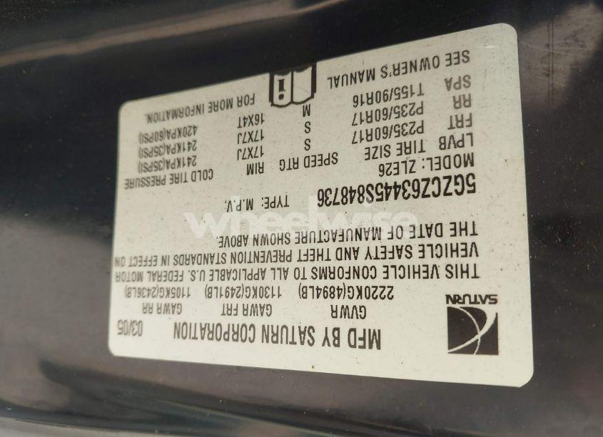 Photo 9 of 2005 Saturn Vue V6 (VIN 5GZCZ63445S848736)