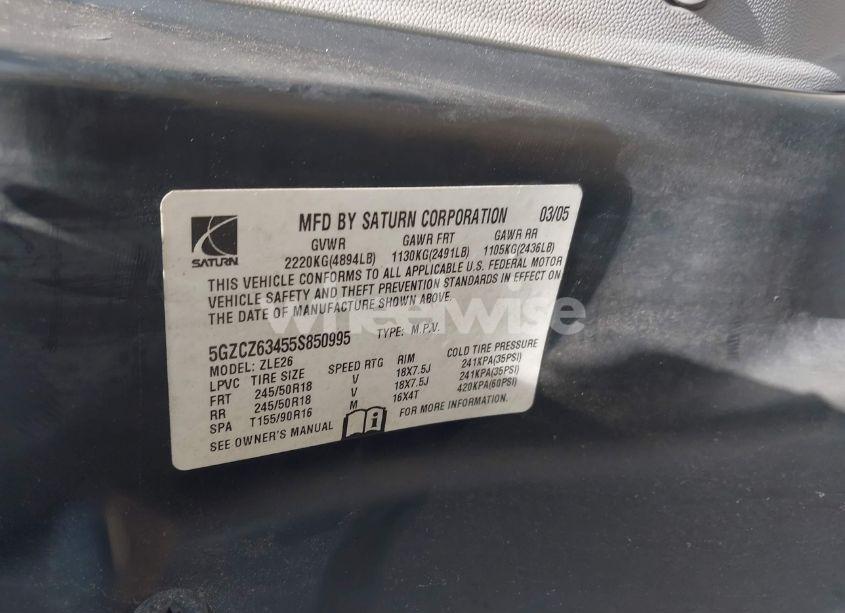 Photo 9 of 2005 Saturn Vue V6 (VIN 5GZCZ63455S850995)