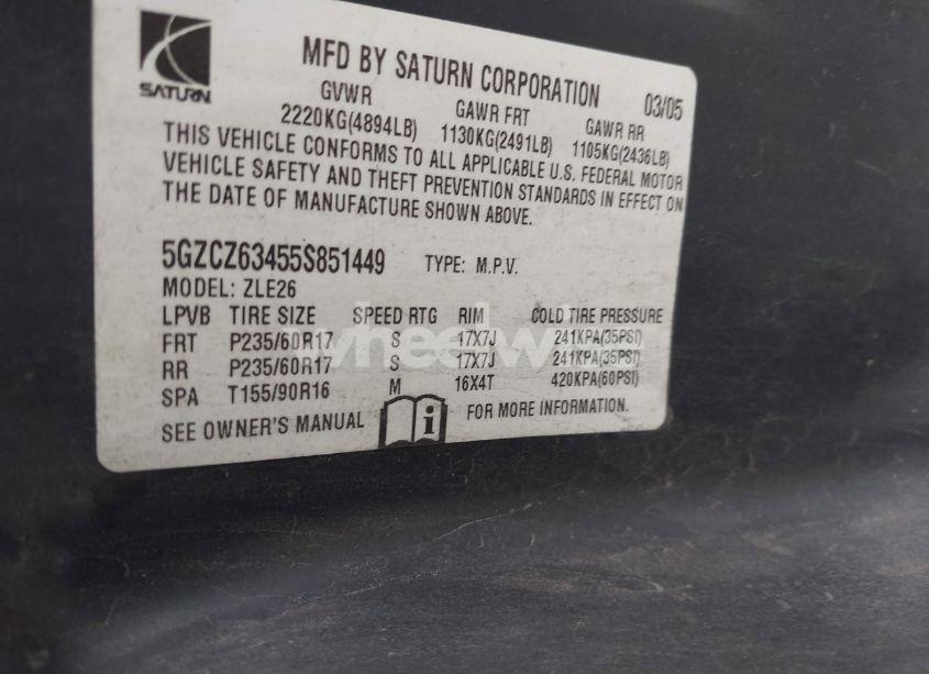 Photo 9 of 2005 Saturn Vue N/A (VIN 5GZCZ63455S851449)
