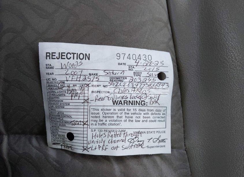 Photo 12 of 2007 Saturn Vue V6 (VIN 5GZCZ63477S866943)