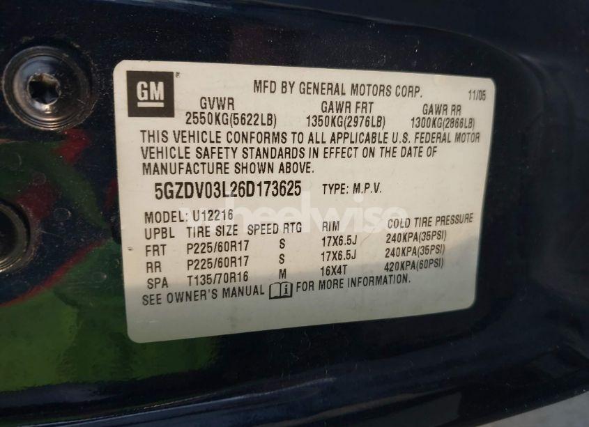 Photo 9 of 2006 Saturn Relay 2 (VIN 5GZDV03L26D173625)