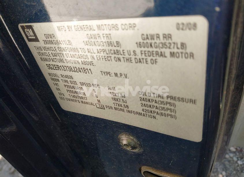 Photo 9 of 2008 Saturn Outlook XE (VIN 5GZER13738J241811)