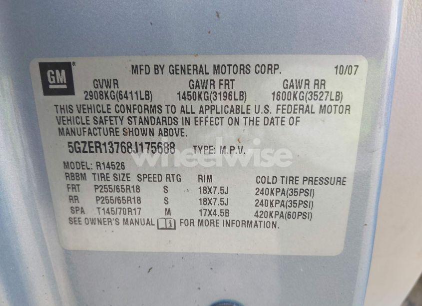 Photo 9 of 2008 Saturn Outlook XE (VIN 5GZER13768J175688)