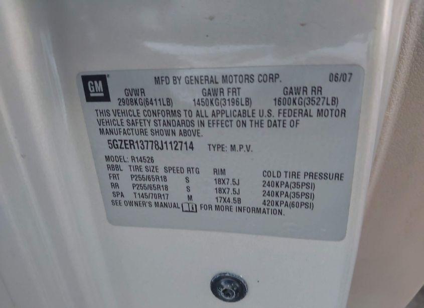 Photo 9 of 2008 Saturn Outlook XE (VIN 5GZER13778J112714)