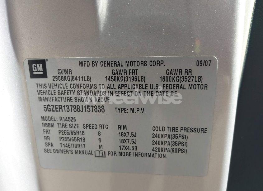 Photo 9 of 2008 Saturn Outlook XE (VIN 5GZER13788J157838)