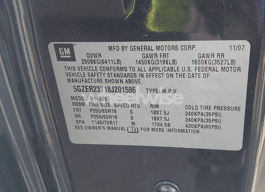 Photo 9 of 2008 Saturn Outlook XR (VIN 5GZER23718J201586)