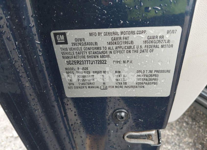 Photo 9 of 2007 Saturn Outlook XR (VIN 5GZER23777J172822)