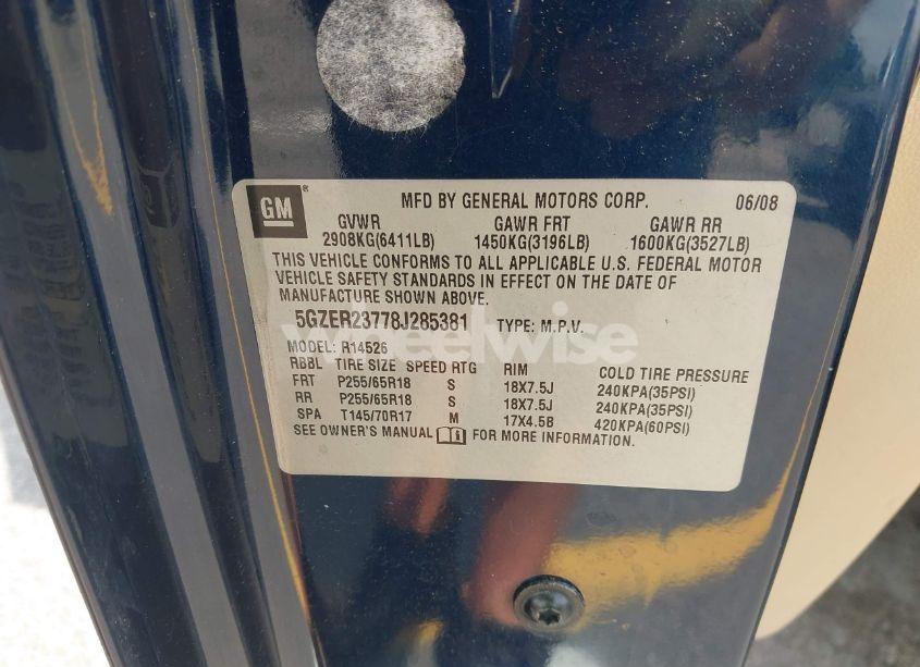 Photo 9 of 2008 Saturn Outlook XR (VIN 5GZER23778J285381)