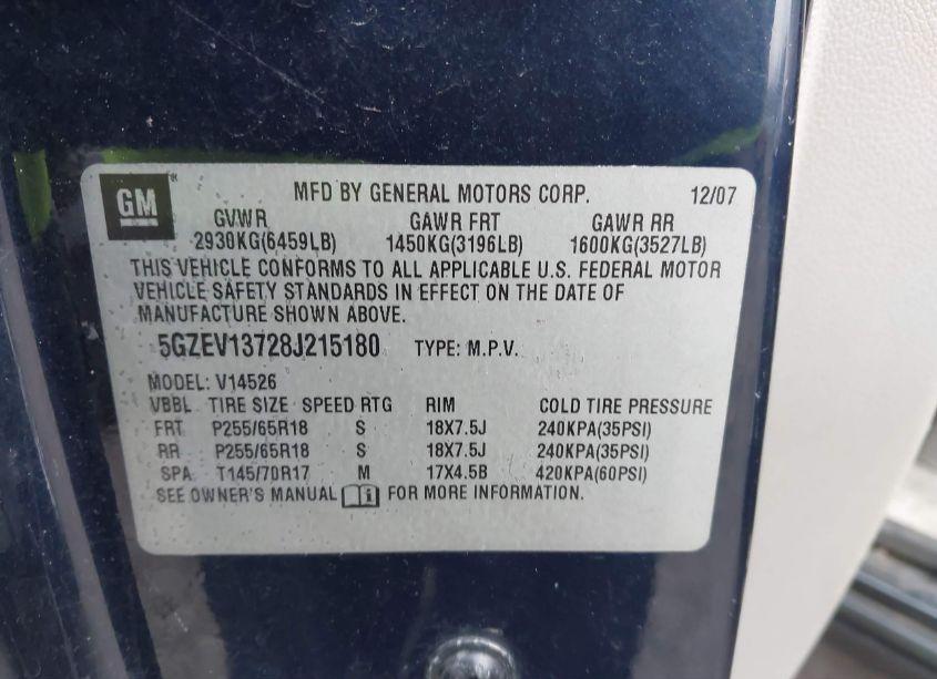 Photo 9 of 2008 Saturn Outlook XE (VIN 5GZEV13728J215180)