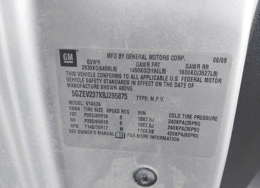 Photo 9 of 2008 Saturn Outlook XR (VIN 5GZEV237X8J286875)