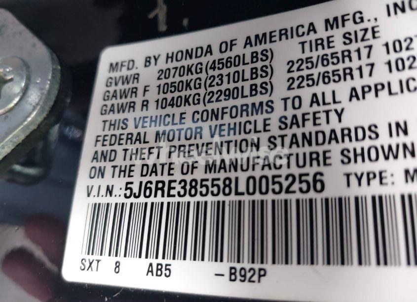 Photo 9 of 2008 Honda Cr-v EX (VIN 5J6RE38558L005256)