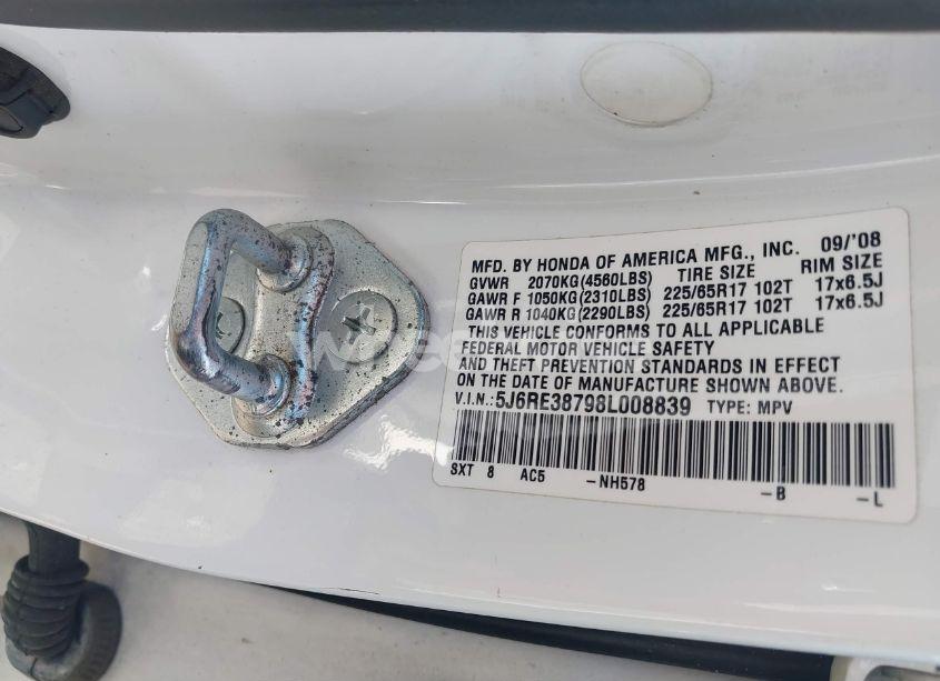 Photo 9 of 2008 Honda Cr-v EX-L (VIN 5J6RE38798L008839)