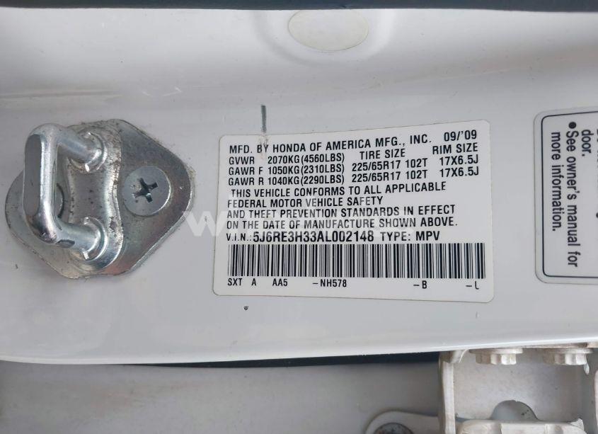 Photo 9 of 2010 Honda Cr-v LX (VIN 5J6RE3H33AL002148)