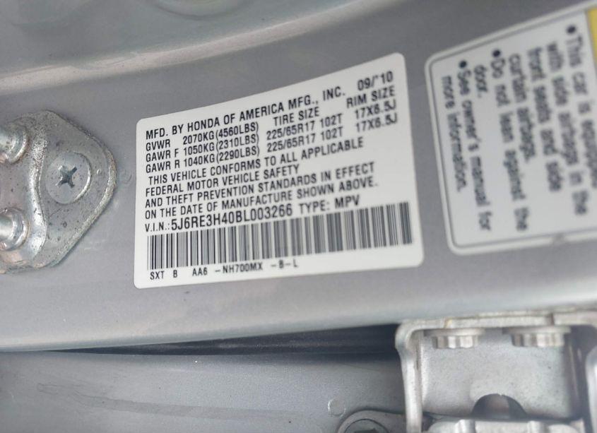 Photo 9 of 2011 Honda Cr-v SE (VIN 5J6RE3H40BL003266)