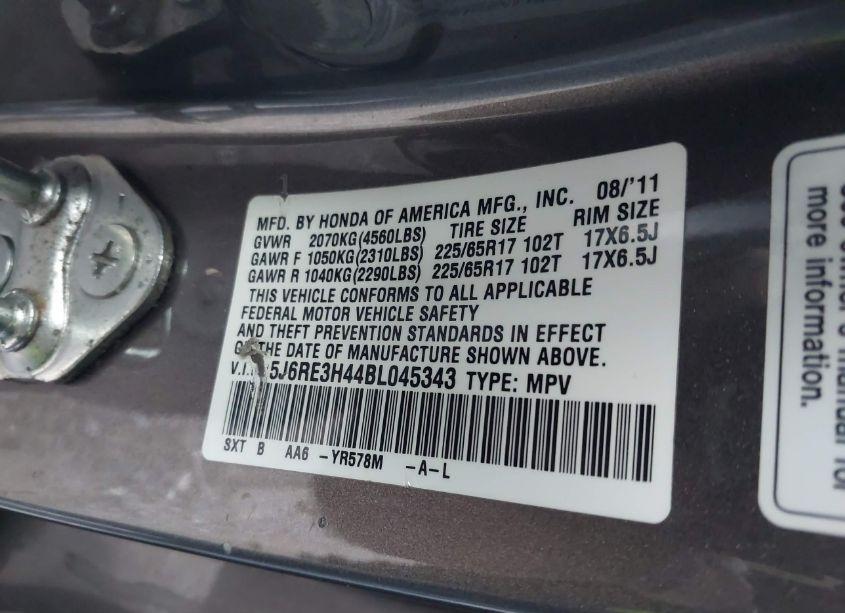 Photo 9 of 2011 Honda Cr-v SE (VIN 5J6RE3H44BL045343)