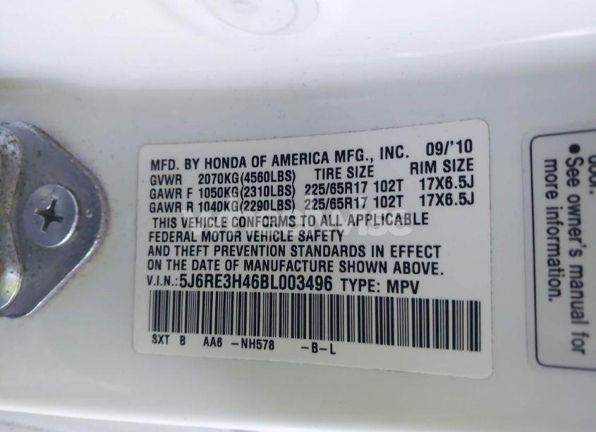 Photo 9 of 2011 Honda Cr-v SE (VIN 5J6RE3H46BL003496)