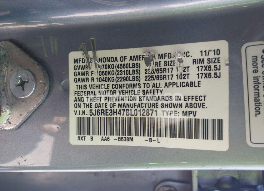 Photo 9 of 2011 Honda Cr-v (VIN 5J6RE3H47BL012871)