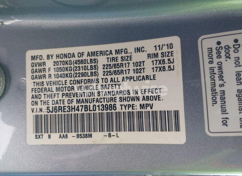 Photo 9 of 2011 Honda Cr-v SE (VIN 5J6RE3H47BL013986)