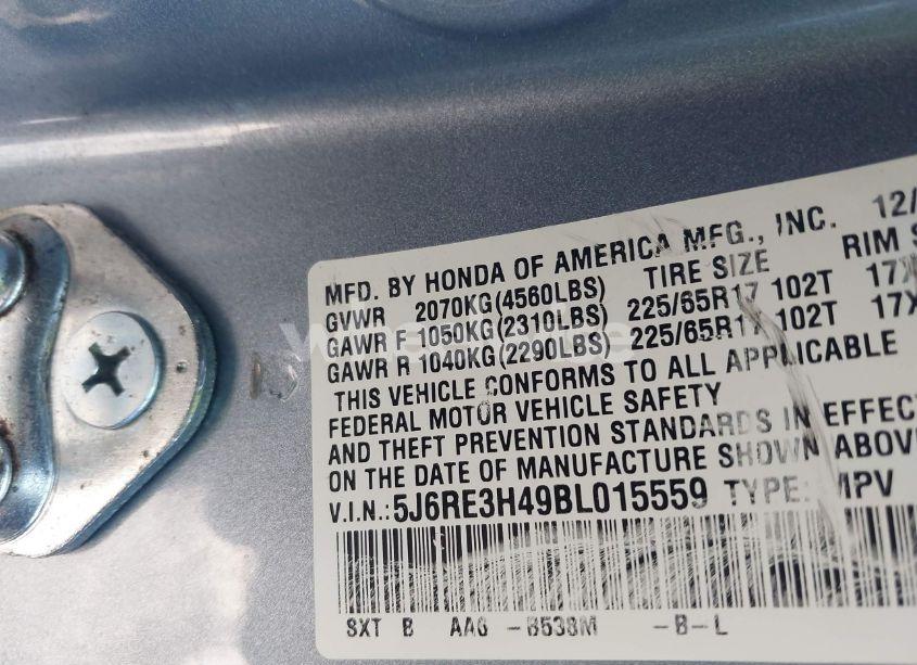 Photo 9 of 2011 Honda Cr-v SE (VIN 5J6RE3H49BL015559)