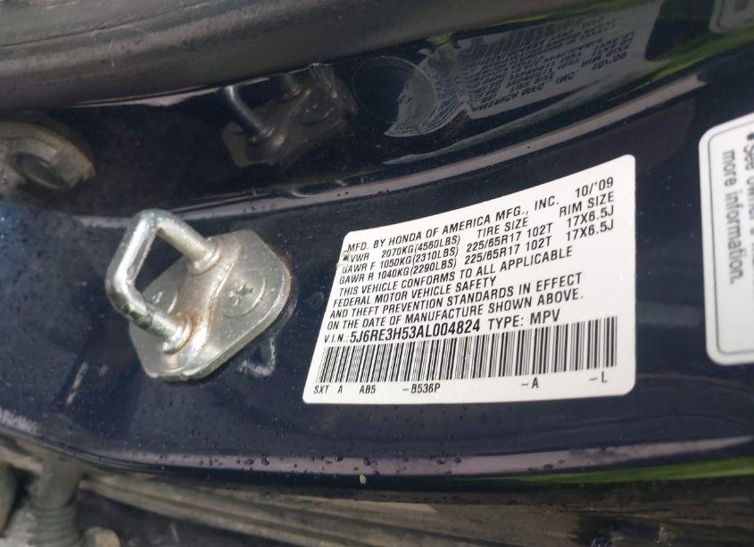 Photo 9 of 2010 Honda Cr-v EX (VIN 5J6RE3H53AL004824)