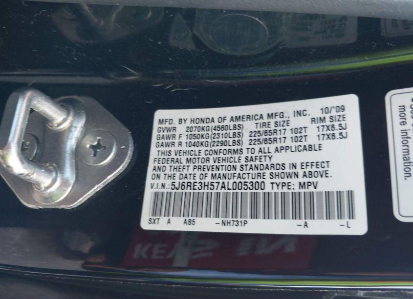 Photo 9 of 2010 Honda Cr-v EX (VIN 5J6RE3H57AL005300)