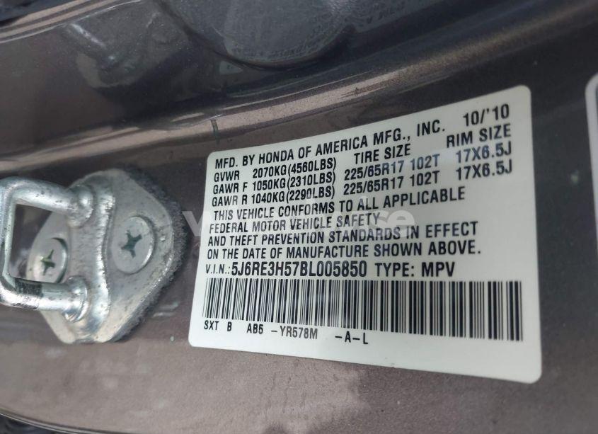 Photo 9 of 2011 Honda Cr-v EX (VIN 5J6RE3H57BL005850)