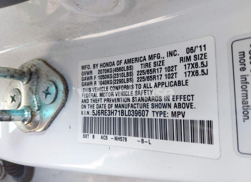 Photo 9 of 2011 Honda Cr-v EX-L (VIN 5J6RE3H71BL039607)