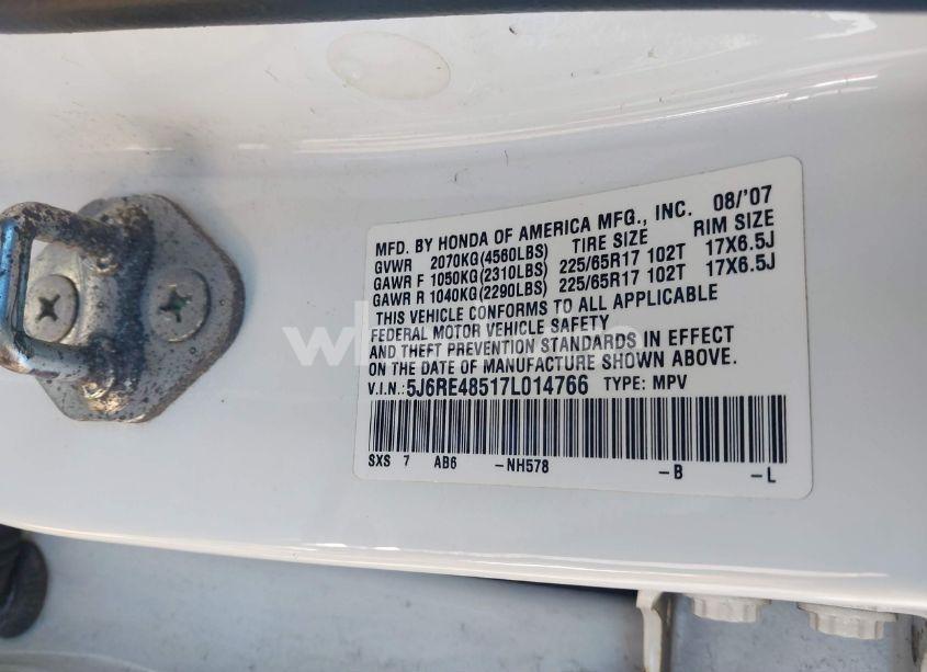 Photo 9 of 2007 Honda Cr-v EX (VIN 5J6RE48517L014766)