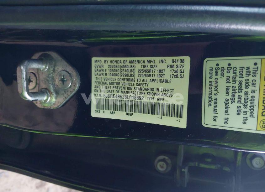 Photo 9 of 2008 Honda Cr-v EX (VIN 5J6RE48528L018892)